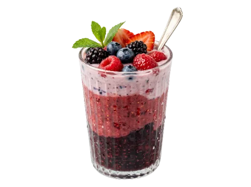 Berry Smoothie in Glass with Spoon