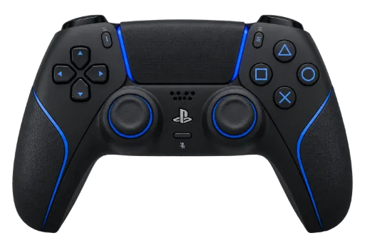 Black Gaming Controller with Blue Accent Lighting
