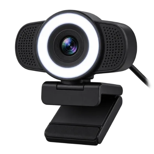 Black Webcam with Ring Light
