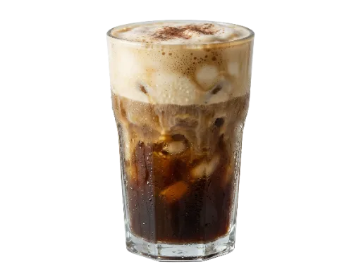 Iced Coffee with Foam in Glass