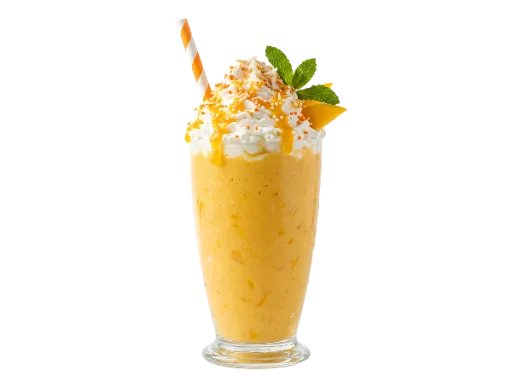Mango Smoothie with Whipped Cream and Straw