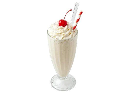 Vanilla Milkshake with Whipped Cream and Cherry