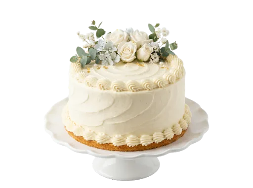 White Floral Cake on Stand