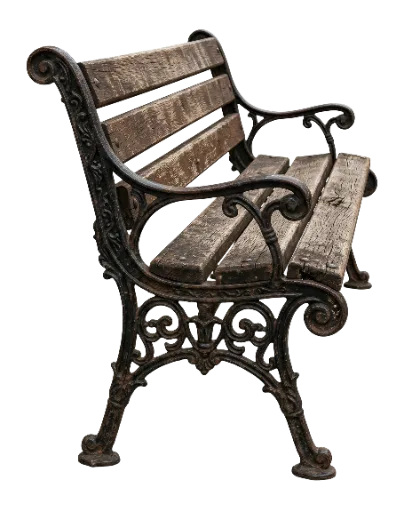Wooden Park Bench with Ornate Cast Iron Frame