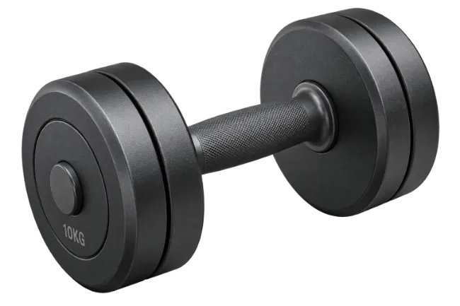 10kg Black Rubber Coated Dumbbell
