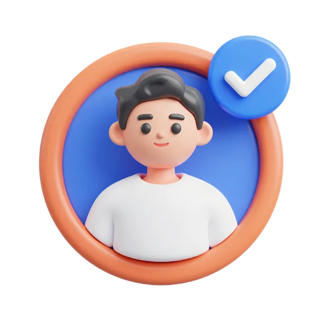 3D Avatar Profile Icon with Checkmark