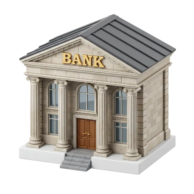 3D Bank Building Architecture Illustration