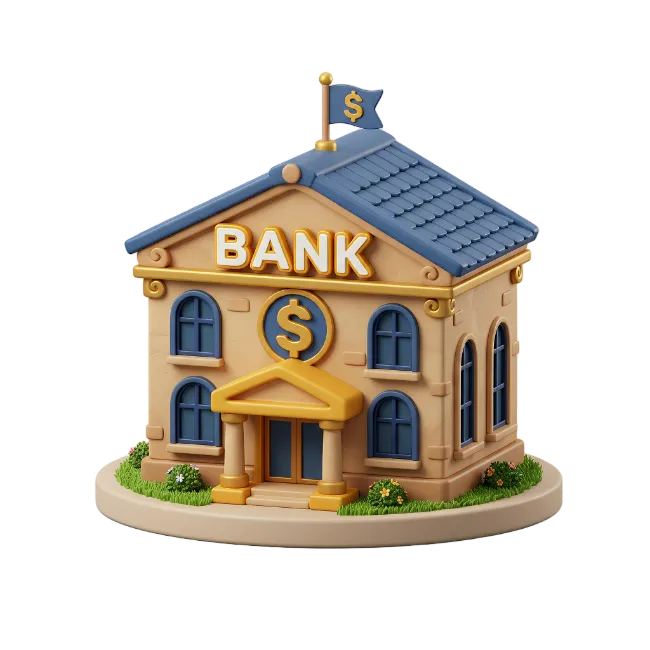 3D Bank Building Icon