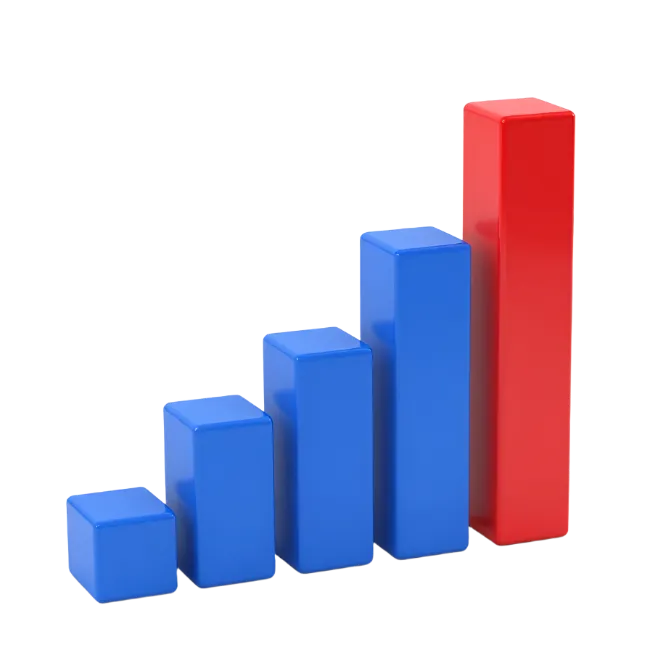 3D Bar Chart Showing Growth