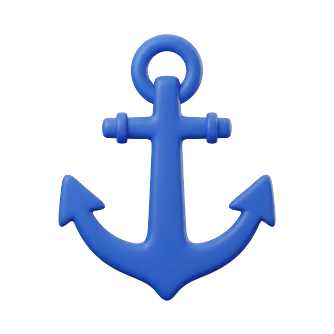 3D Blue Anchor Icon