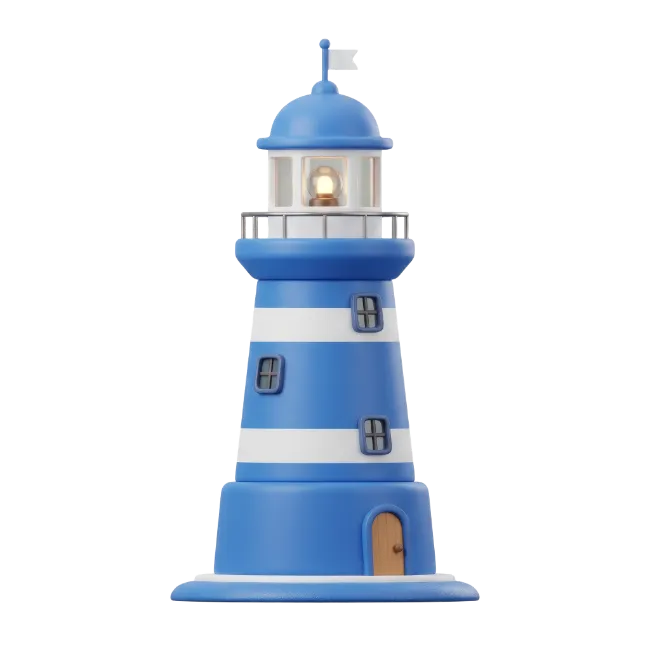 3D Blue and White Lighthouse