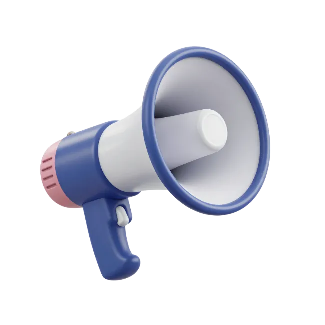 3D Blue and White Megaphone