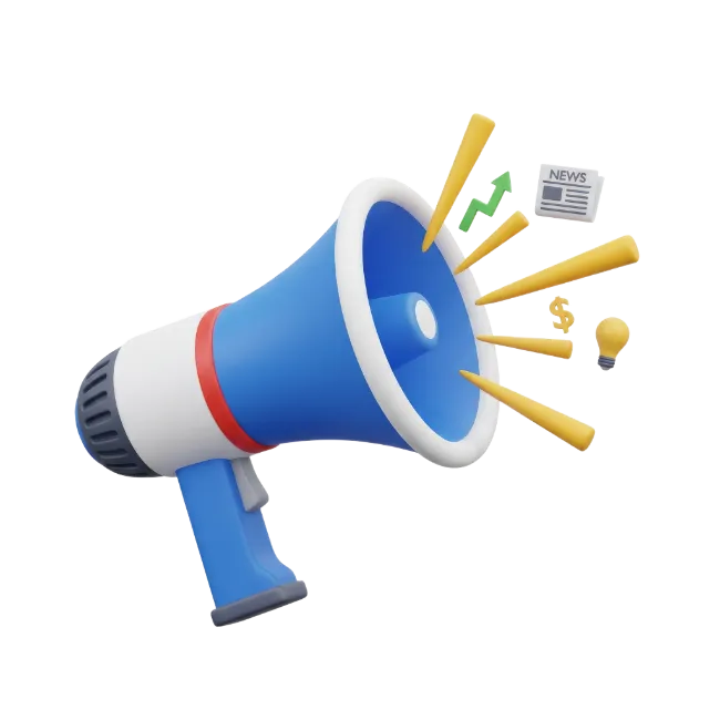 3D Blue and White Megaphone Icon