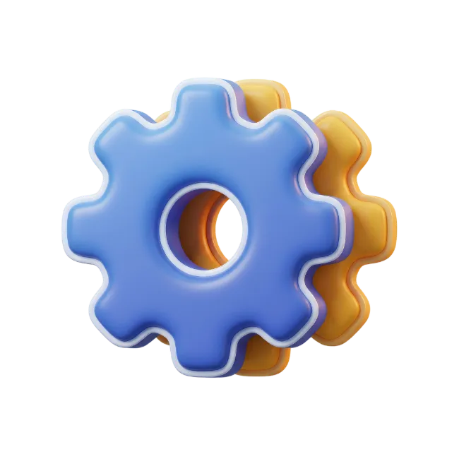 3D Blue and Yellow Gear Settings Icon