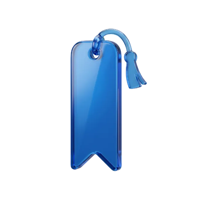 3D Blue Glass Bookmark Icon