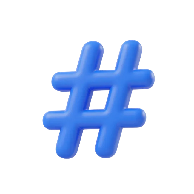 3D Blue Hashtag Symbol