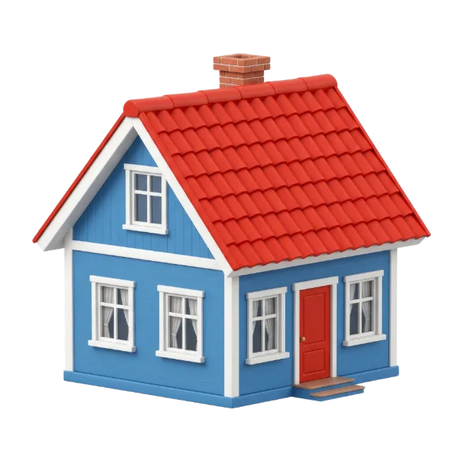 3D Blue House Model