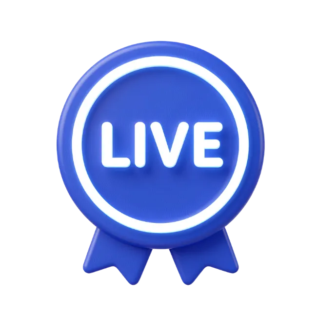 3D Blue Live Stream Badge Icon