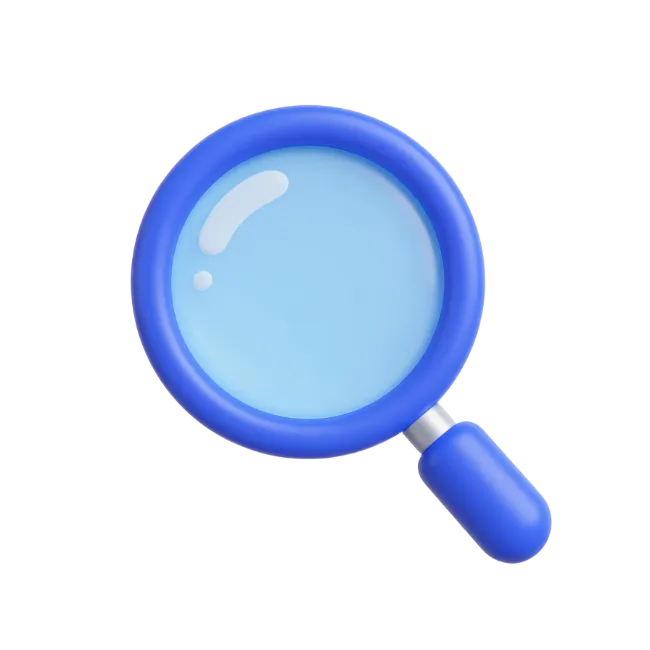 3D Blue Magnifying Glass Icon
