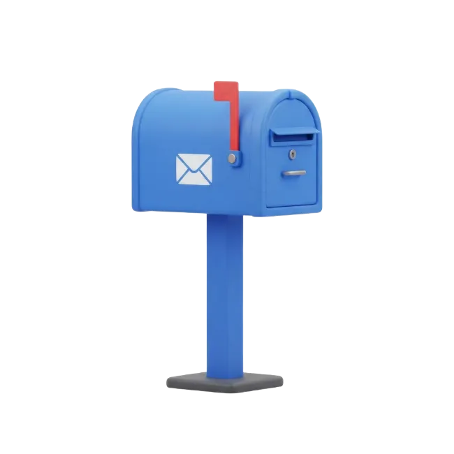 3D Blue Mailbox with Raised Flag