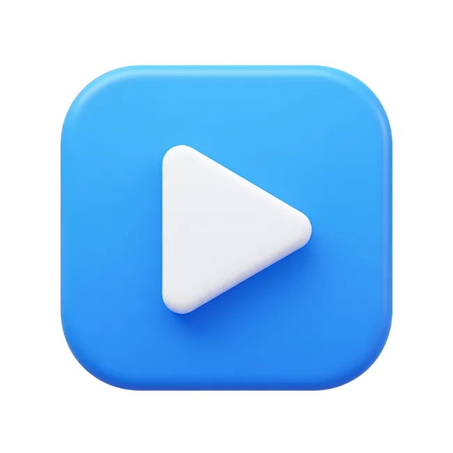 3D Blue Play Button Icon