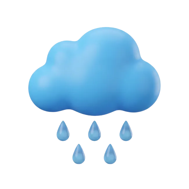 3D Blue Rain Cloud Icon