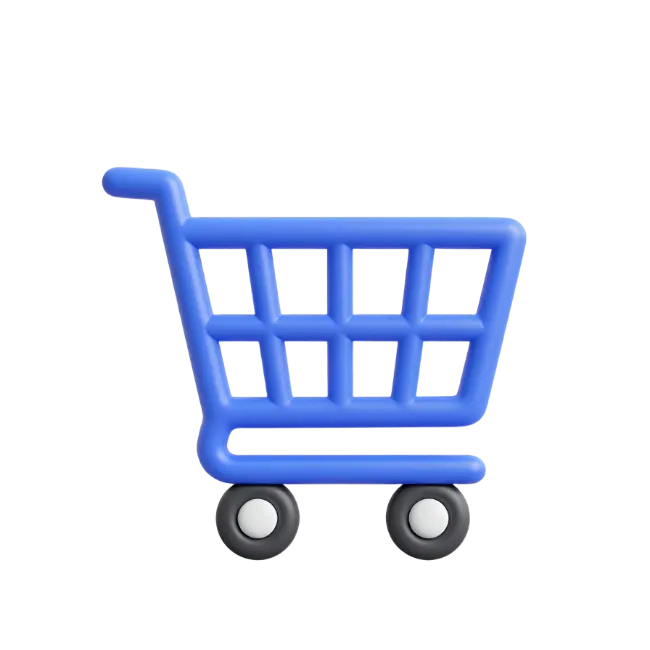 3D Blue Shopping Cart Icon