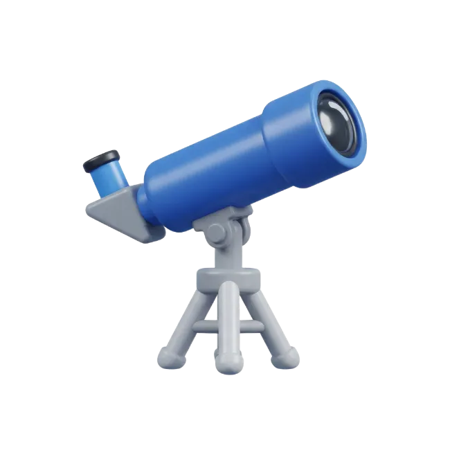 3D Blue Telescope on Tripod