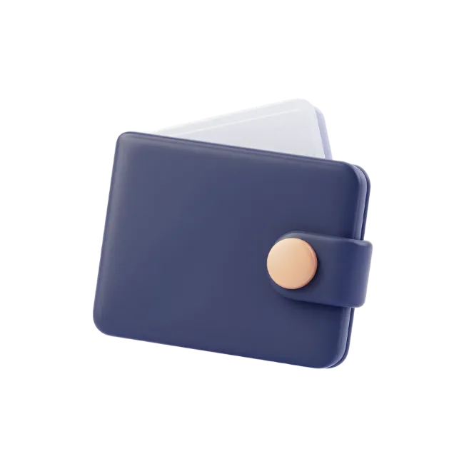 3D Blue Wallet with Cards Icon