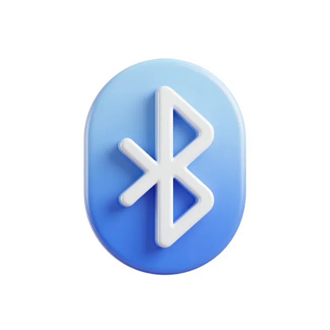 3D Bluetooth Icon on Blue Background