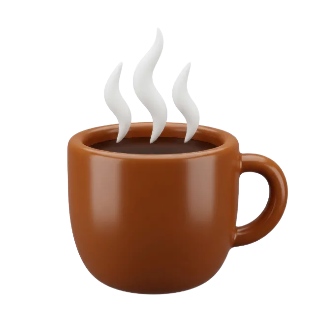 3D Brown Coffee Cup with Steam