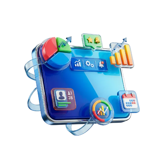 3D Business Dashboard Interface Icons
