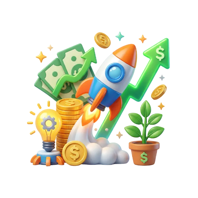 3D Business Growth and Startup Success Icon