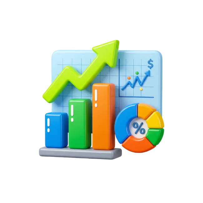 3D Business Growth Chart and Analytics