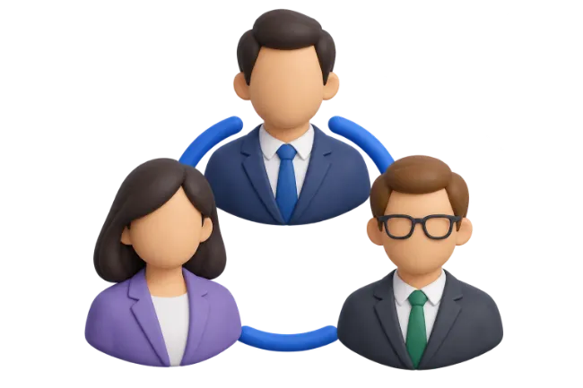 3D Business Team Avatars Connected in Network