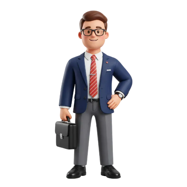 3D Businessman Character with Briefcase