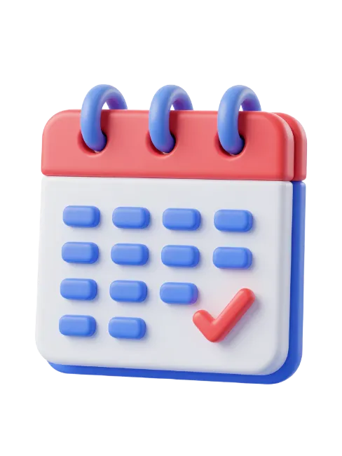 3D Calendar Icon with Checkmark