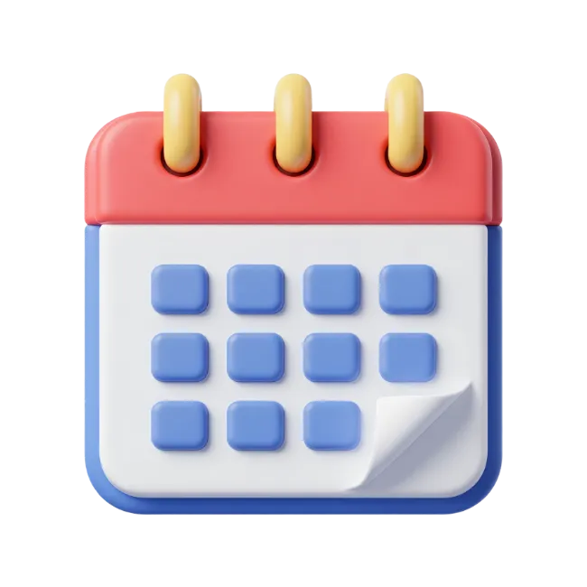3D Calendar Icon with Spiral Binding