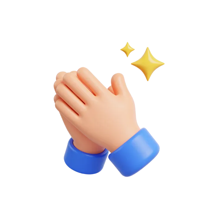 3D Cartoon Hands Clapping with Golden Sparkles