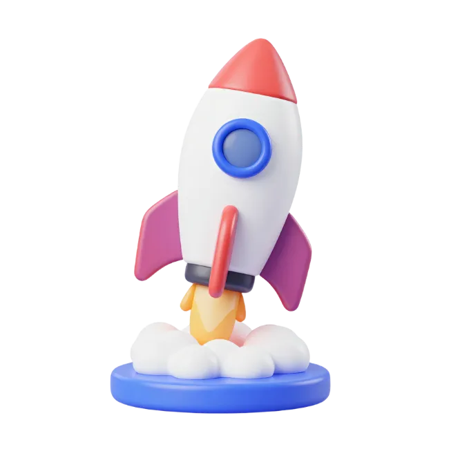 3D Cartoon Rocket Ship Launching