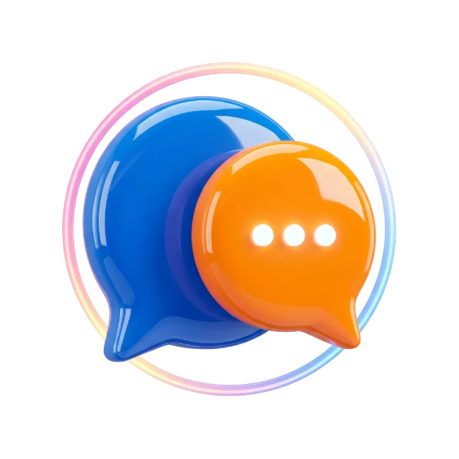3D Chat Bubble Icon with Glowing Ring