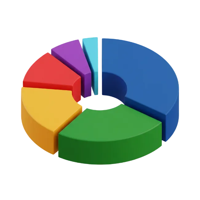 3D Colorful Donut Pie Chart Infographic