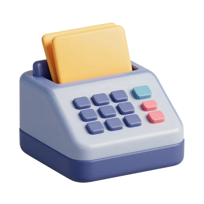 3D Credit Card Machine Illustration