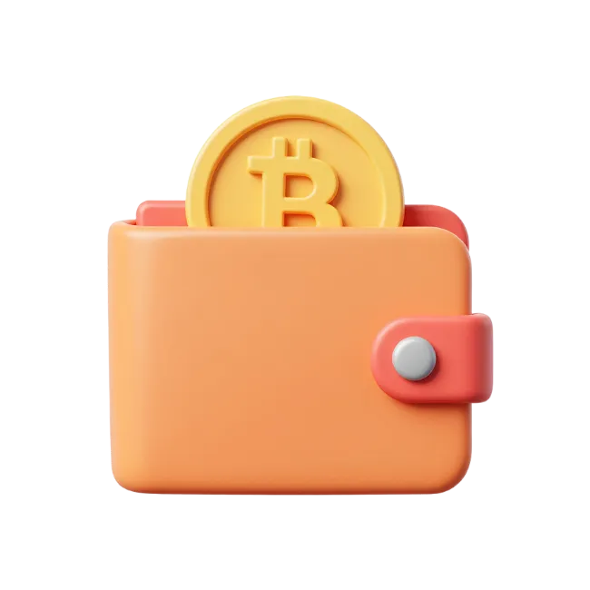 3D Crypto Wallet With Bitcoin Coin