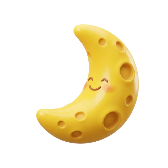3D Cute Crescent Moon Illustration