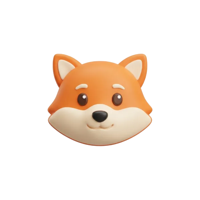 3D Cute Fox Head Character