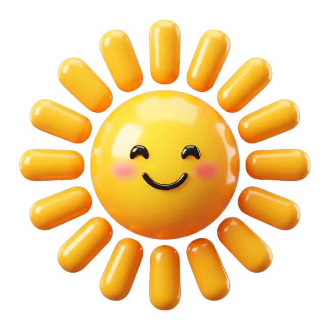 3D Cute Happy Sun Illustration