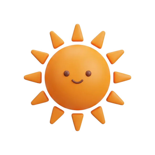 3D Cute Smiling Sun Illustration