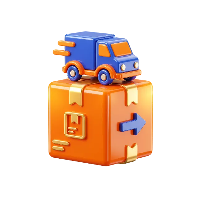 3D Delivery Truck on Package Box