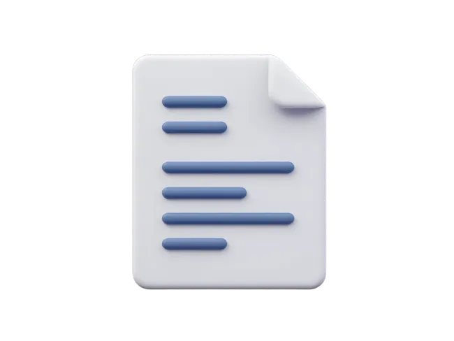 3D Document Icon With Text Lines